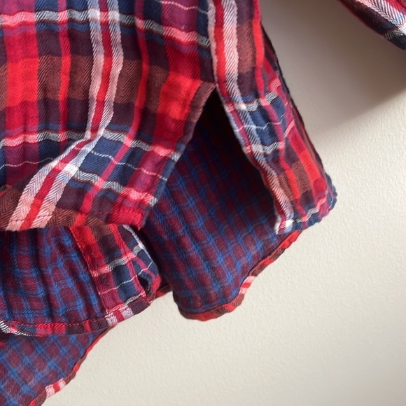 Free People Magical Plaid Buttondown Embroidered Flannel Top - Picture 8 of 11